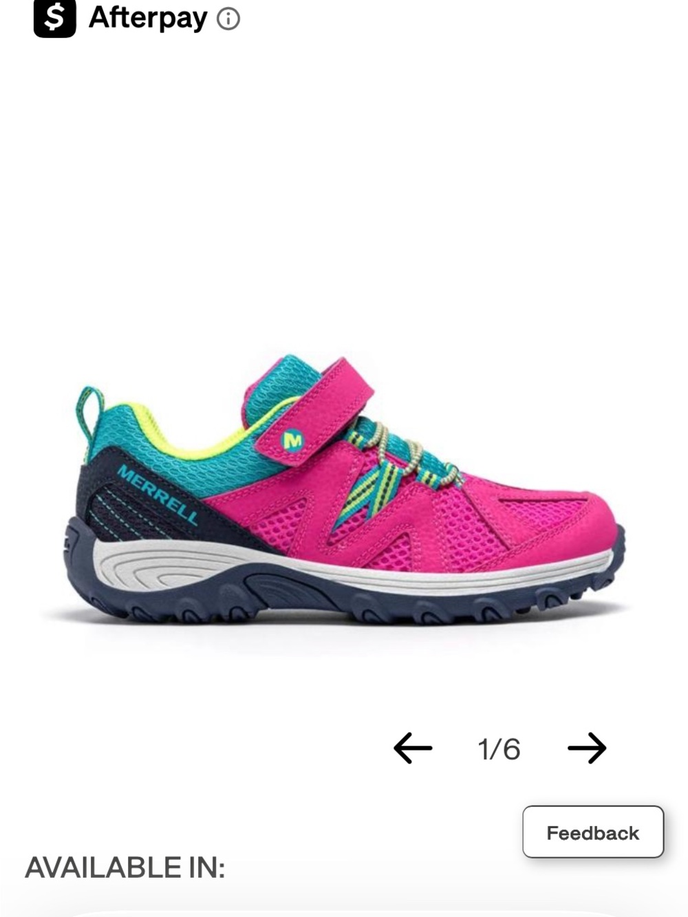 Merrell Kids' Ridge Trek Pink and Teal Trail Shoe - flaw